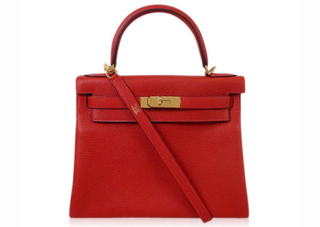 エルメス ケリー２８ トリヨンクレマンス ルージュカザック ハンド バッグ    HERMES Kelly ２８ Taurillon Clemence Rouge Casaque Hand Bag