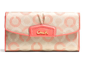 コーチ アシュレイ ドッテッド オプアート ラウンドファスナー 財布  COACH ASHLEY DOTTED OPART LONG ZIPPED WALLET